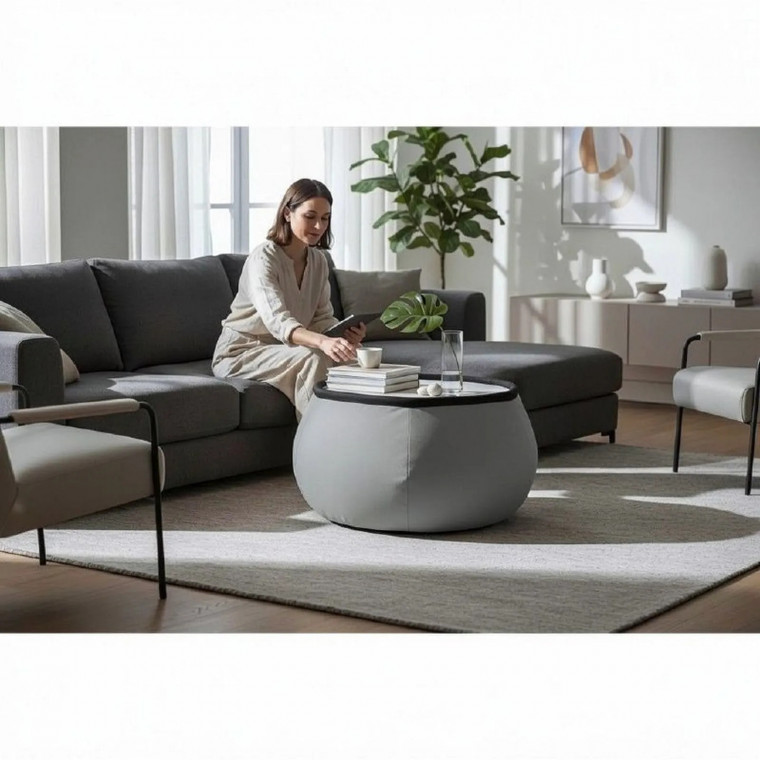 Бескаркасный пуф-столик ТОППЕР