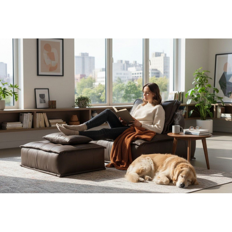 Бескаркасный диван-пуф ТОГА с оттоманкой