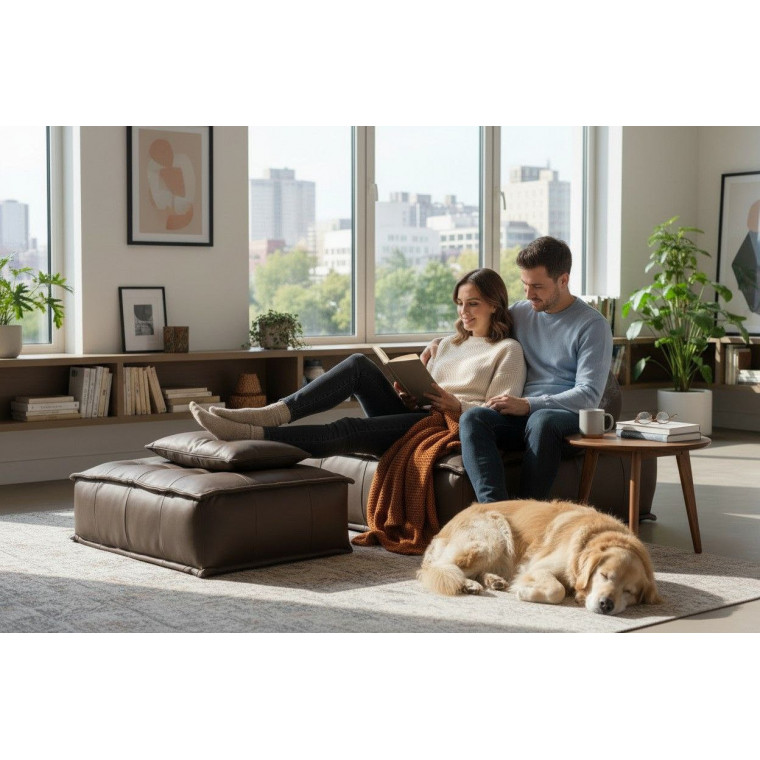 Бескаркасный диван-пуф ТОГА с оттоманкой